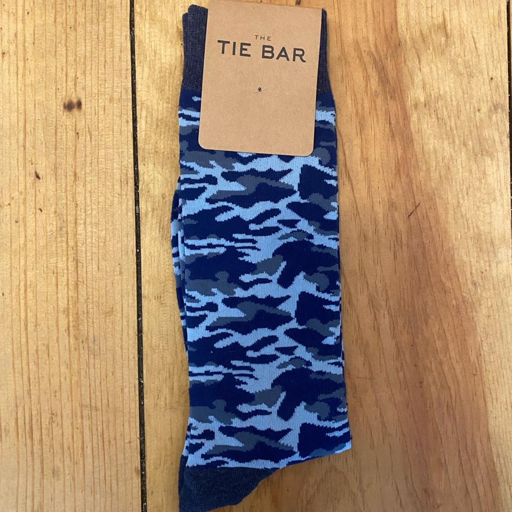 Tie Bar Covert Camo Navy Dress Socks